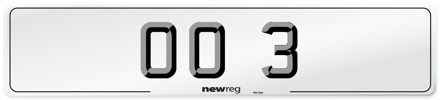 OO 3 Number Plate from New Reg